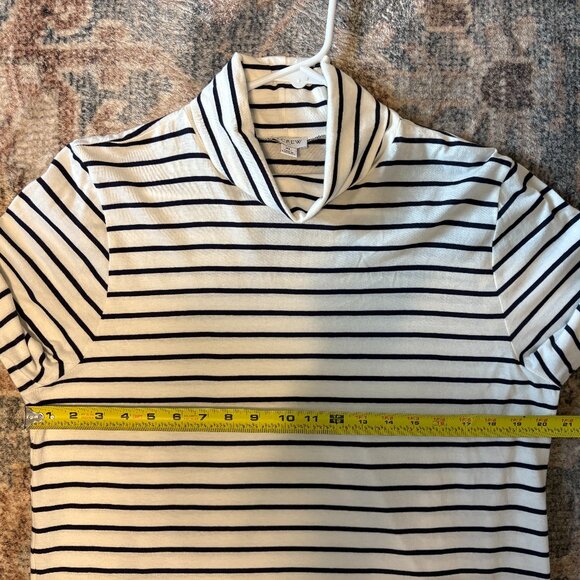 J. Crew #BB750 Women's Navy/White Stripe Printed Tissue Turtleneck Shirt Top XL - Picture 6 of 9